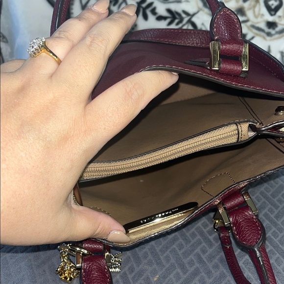 Michael Kors LOVE Burgundy Leather Tote/Crossbody Bag - Picture 15 of 16